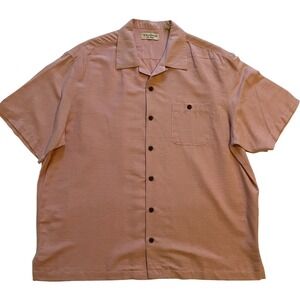Caribbean Hawaiian Shirt Men's Size XL 100% Silk Pink Short Sleeves Camp‎